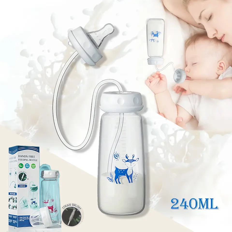 Babywärme Babyflasche freihändig mit Strohhalm